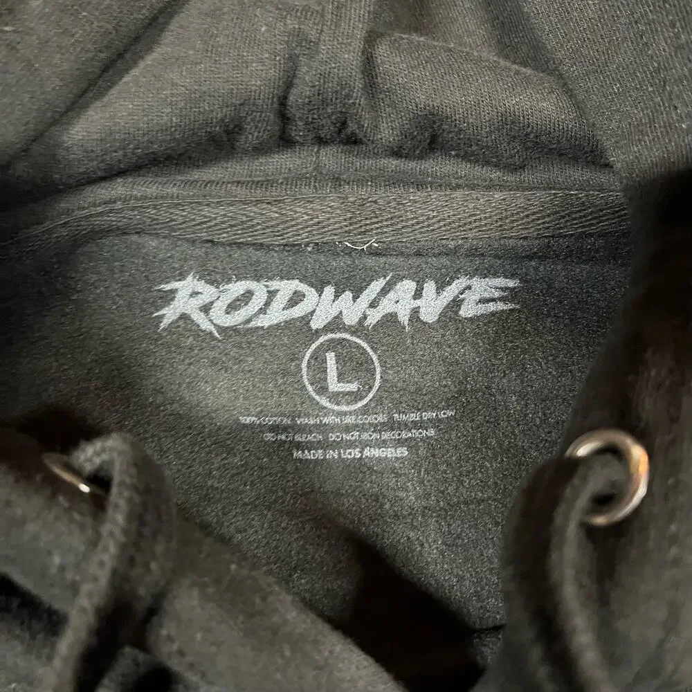 Rod Wave Soul Fly For‎ the Fans Black pullover Hoodie Mens Sz L New